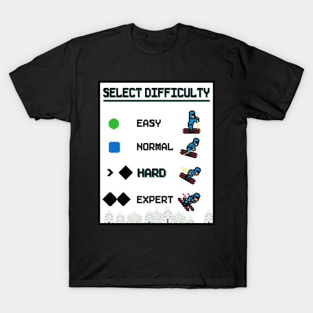 Ski Pixel Art - Select Difficulty Piste Ratings T-Shirt by JordanHolmes